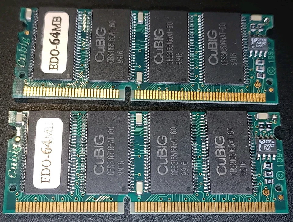 128MB (two pieces of 64MB) 60ns 144-Pin EDO SODIMM RAM - Image 2 of 4