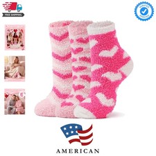 Womens Fuzzy Fluffy Cozy Warm Super Soft Slipper Socks Microfiber 3-8 Pairs H...