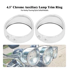 4.5" Chrome Visor Fog Light Trim Ring Passing Lamp Cover For Harley Touring Dyna