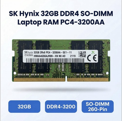 #ad #ad SK Hynix 32GB DDR4 3200MHz SO DIMM Laptop Memory HMAA4GS6AJR8N XN Pulled Tested $127.99