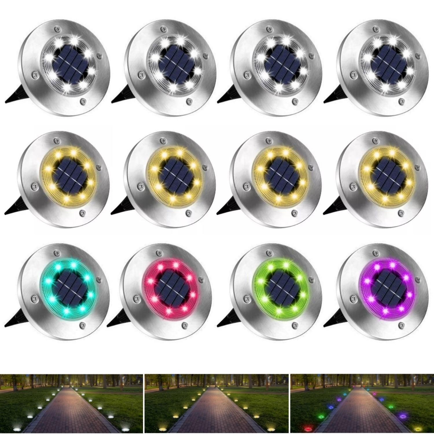 4PACK Solar In Ground Lights Outdoor Buried Lamp Disk LED Lawn Pathway Garden