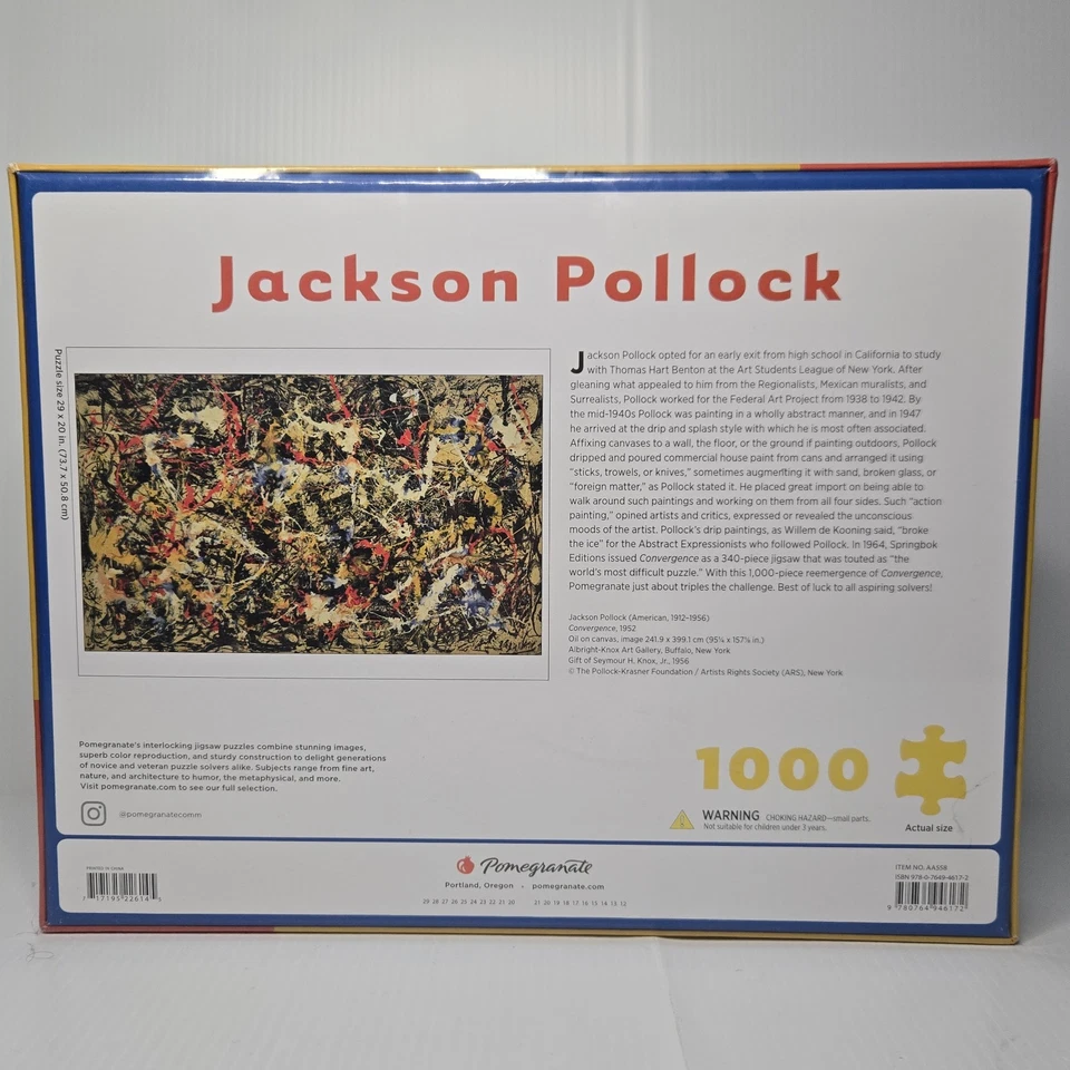 NEW Sealed Jackson Pollock "Convergence"Jigsaw Puzzle 1000 Piece Pomegranate Art - Image 2 of 4