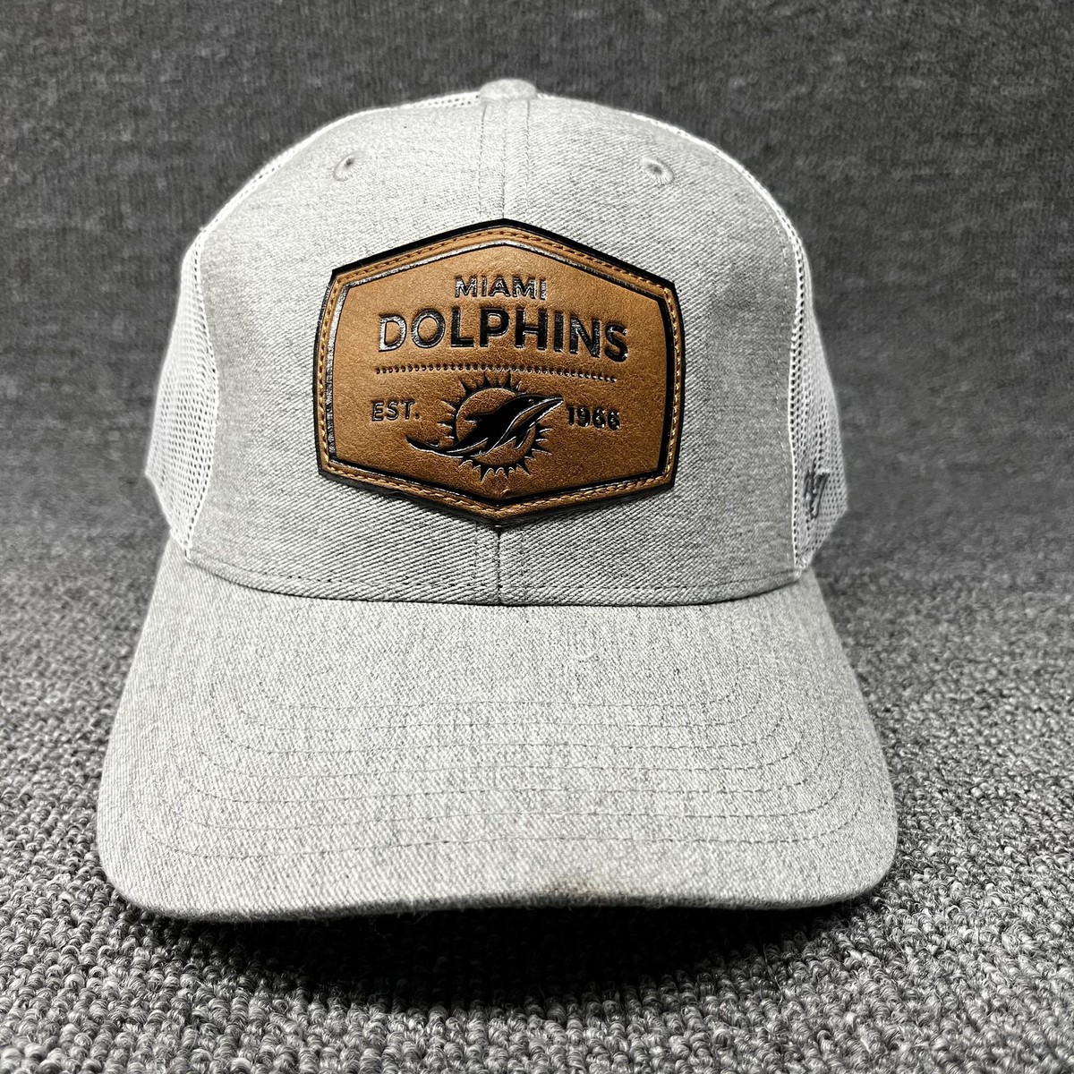 New '47 Miami Dolphins Trucker Snapback Hat Gray White Mesh EST 1966 Patch