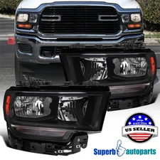 Fits 2019-2024 Dodge Ram 2500 3500 4500 5500 Headlight & Turn Signal Lamp Black