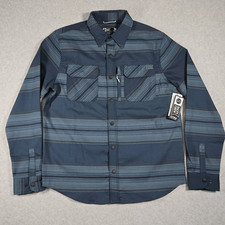 NEW Salty Crew Flannel Phantom Tech Snap Button NWT Small Blue Plaid 90