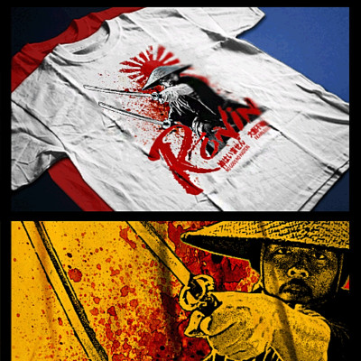 Samurai t-shirt Japanese Ronin kanji warrior Bushido code Brave Warrior stab tee