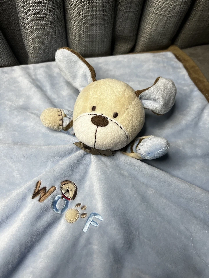 Carters Woof Puppy Dog Lovey Baby Blanket Security Blue Embroidered 16 Inch - Image 4 of 4