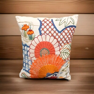 BOHO Unique Embroidered Flowers Accent Pillow 12