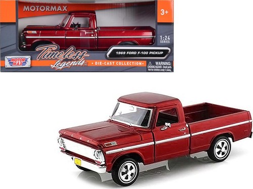 1969 Ford F-100 Pickup Truck Burgundy 1/24 Diecast Modellauto von Motormax - Bild 1 von 2