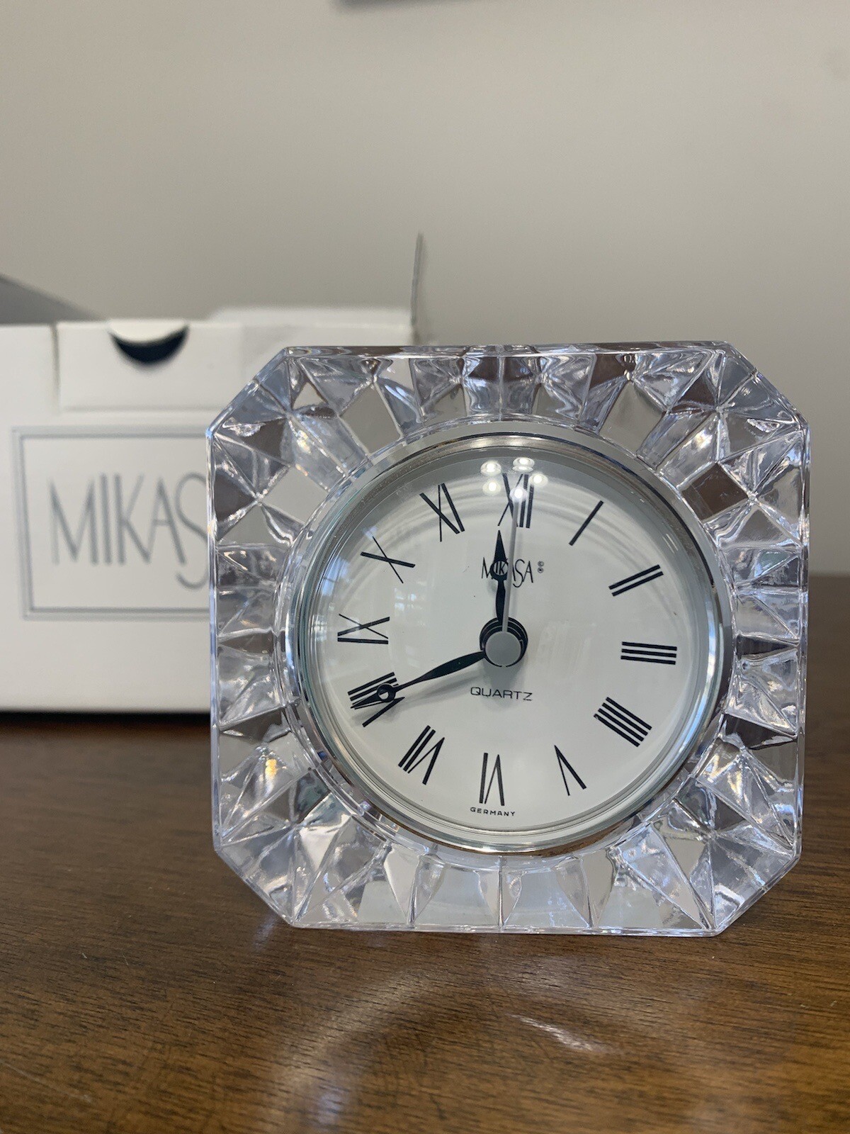 MIKASA® Quartz Desk Mantel Clock Austria Roman Numerals Paper Weight Office NIB