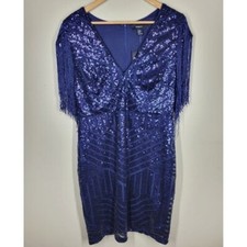 NWT Forever 21 After Dark Collection Dark Navy Blue Sequin Cocktail Dress 0X