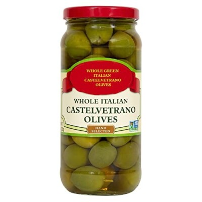 Italian Castelvetrano Whole Green Olives - ( 1 ) One Glass Jars 10oz/283g each