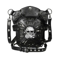Crossbody Shoulder Leg Waist Bag Leather Vintage Gothic Steam Punk Unisex Skull