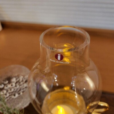 iittala Tsaikka Candle Holder 24Karaatti Lanthanum 1980s Vintage