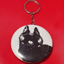 2 1/4 Inch Two Faced Black Cat Bottle Opener Keychain