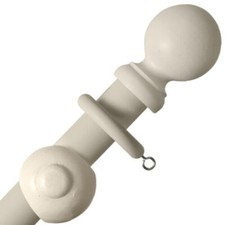 Palo per tenda in legno bianco con anelli a sfera finali set completo porta finestra 28 mm