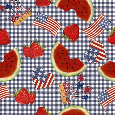 3 Wishes Sweet Land of Liberty by Beth Albert 21663 Navy Picnic Plaid  Cotton