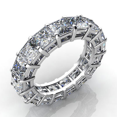 5.00CT PRINCESS CUT DIAMOND SIMULATED FULL ETERNITY RING 14K WHITE GOLD BAND