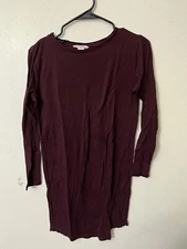 H&M Basic Maroon Dress Sz M SEE MEASUREMENTS Long Sleeves Stretchy Fit