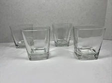 Set of 4 Crown Royal Square Whiskey Drinking Glasses Made in Italy 