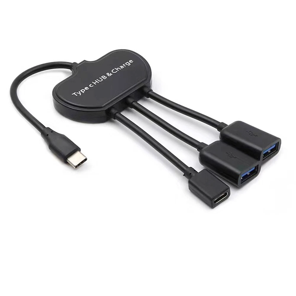 USB-C OTG Cable Dual Ports USB Hub With Type-C Power Charging Port