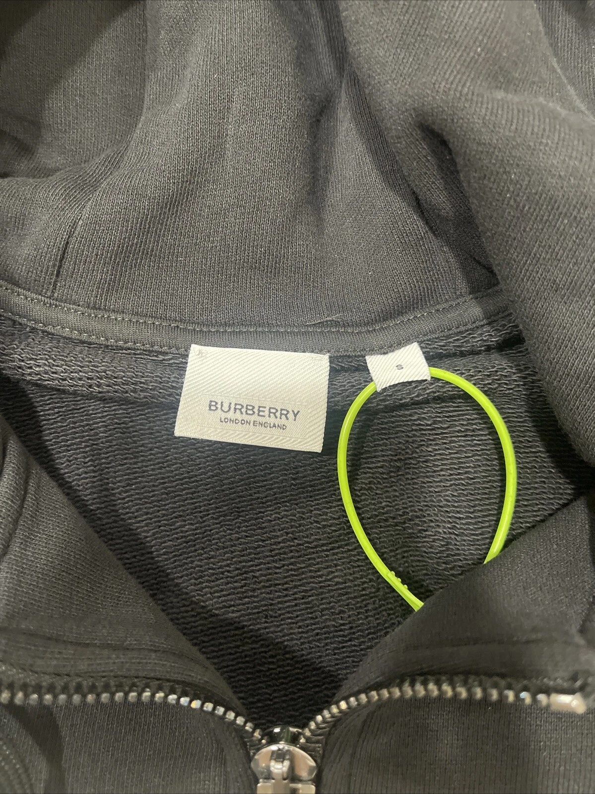 Felpa con cappuccio e zip intera Burberry vintage a quadri nera S