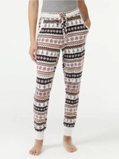 Womens Sz L 12/14 JoySpun Hacci Knit Wide Leg Pajama Pants Multicolor Loungewear