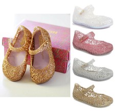 Mini Melissa Campana Papel Baby Girl Mary Jane Glitter Jelly Shoes NEW