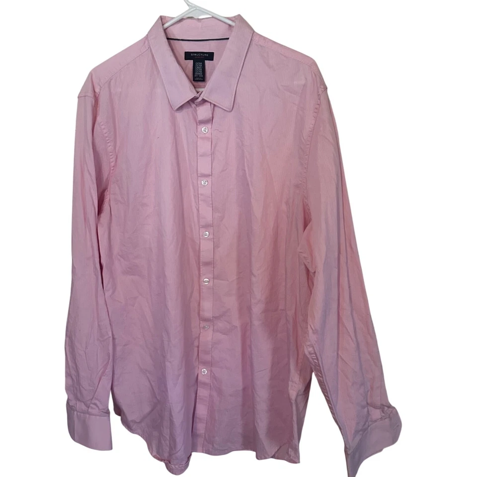 Structure slim fit pink button up shirt size XL 47-49 Easter Spring - Image 4 of 4