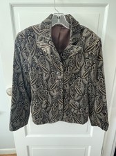 Hobbs London Brown/tan Paisley Velvet 4butt Jacket Women Size Uk14/10us