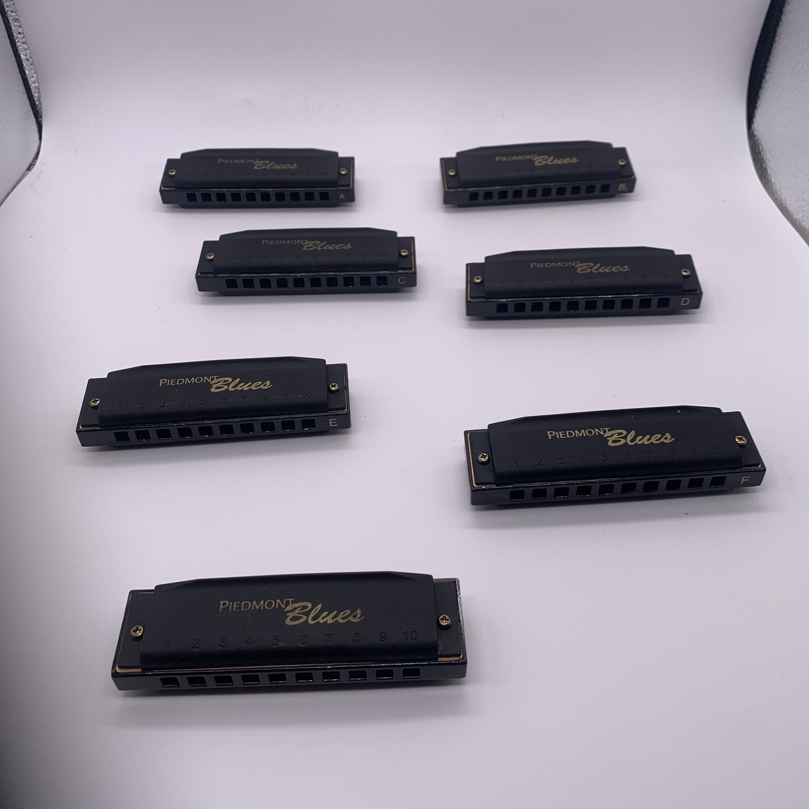 HOHNER HARMONICA PIEDMONT BLUES SET OF 7. A B C D E F G W/CASE. LIGHTLY USED eBay