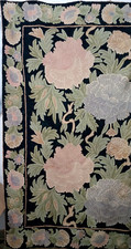 Vintage Chainstitch Embroidered Area Rug Blac...