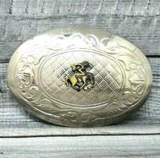 Bronc Riding Cowboy Dress Belt Buckle Western Pressed Metal Vtg 80s USA .B45