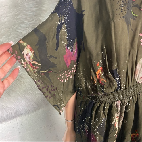 NEW Haute Hippie Birds of Paradise Silk Smocked Dress S - Picture 7 of 10