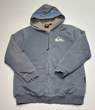 Quiksilver Sherpa Lined Hoodie Youth L 14/16 Full Zip Gray Surf