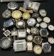 Mixed Lot 25 Watches No Bands - for Parts Untested/Not Working  Bag Parts Misc