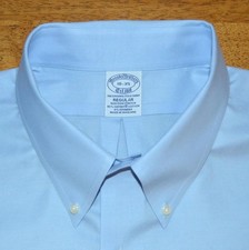 Brooks Brothers Regular Fit 18 35 solid blue non iron cotton dress shirt y3j4