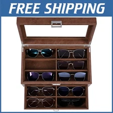 12 Slot Sunglasses Case with Glass Top