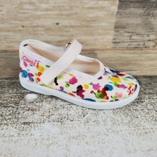Cienta 24030 Kids Mary Janes Shoes Sz 5 White Floral Hook-and-Loop Round Toe