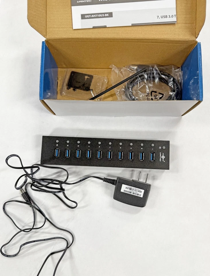 Vantec 227911 UGT-AH110U3-BK 10-port USB 3.0 Aluminum Data/Charging Hub Mac/PC - Image 4 of 4
