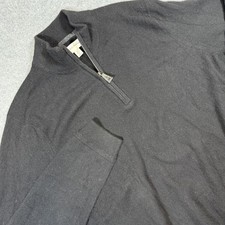 John W Nordstrom Sweater Mens XL Black 100 Cashmere 1/4 Zip Mock Neck Pullover