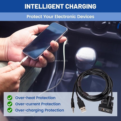 Montaje en panel de tablero de coche USB AUX con entrada de 3,5 mm para Toyota Prius 12-19 Corolla 07-19 - Imagen 6 de 6