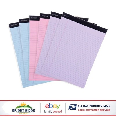 Pastel Legal Note Pads, 6 Pack with 50 Sheets Each for Easy Writing and Tear Out