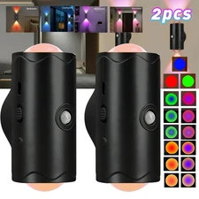 2PACK Motion Sensor Night Light Indoor USB Charging Colorful RGB Wall lamp Home 