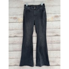 Levi's 726 Flare Stretch Jeans Womens 28 Black Medium Fade Wash Denim