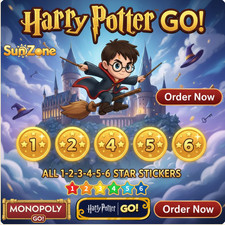 Stickers Monopoly Go   Harry Potter Go All stickers Star 1  - 6  Album   