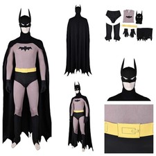 Caped Crusader Bruce Wayne Cosplay Costume Halloween Batmen Jumpsuit Cape set