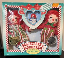 1996 Raggedy Ann  Andy Holiday Doll Set 75th 80th Anniversary Hasbro w/ Mini