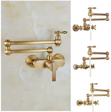 Pot Filler Kitchen Faucet Single Handle Wall Mounted Antique Brass Hot Cold Tap