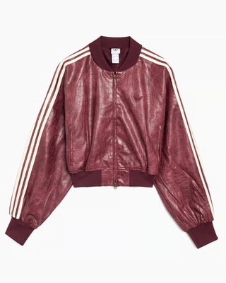 adidas Originals Faux Leather Crocodile Effect Crop Track Jacket